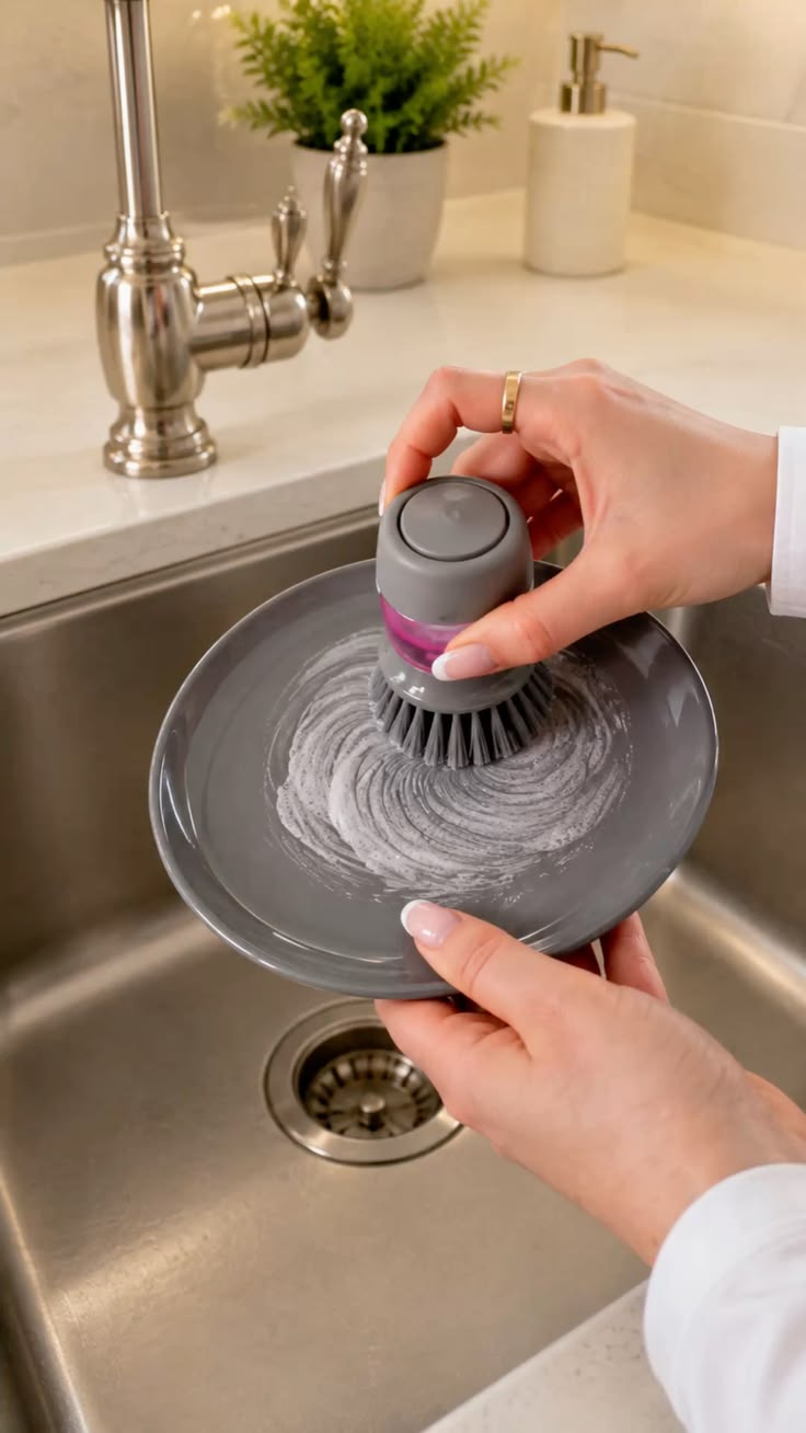 Palm Scrub Brush & Kitchen Sink Cleaning Set