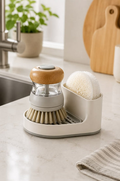 Palm Scrub Brush & Kitchen Sink Cleaning Set