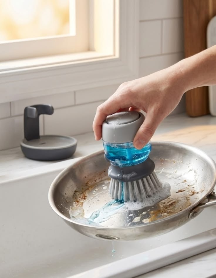 Palm Scrub Brush & Kitchen Sink Cleaning Set